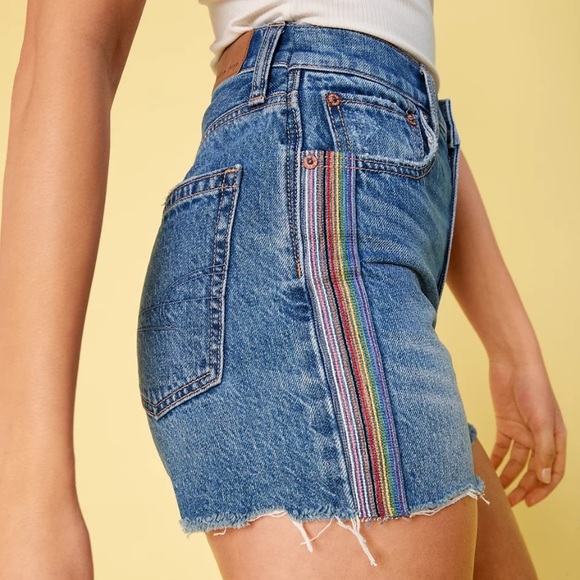 AE Pride Denim Highest Waist ‘90s Boyfriend Shorts NWT - Picture 1 of 9